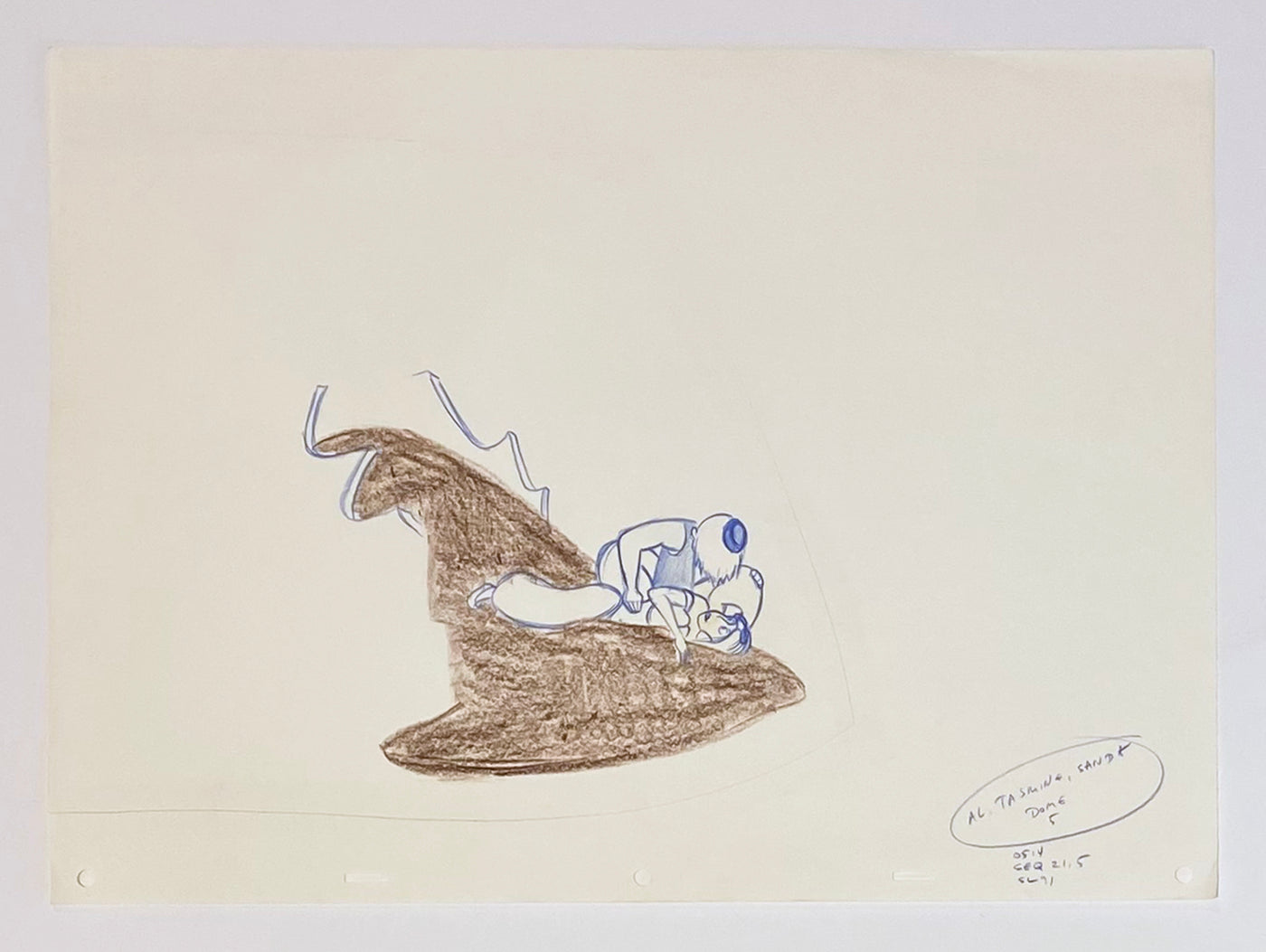 Original Walt Disney Production Drawing from Aladdin featuring Aladdin and Jasmine