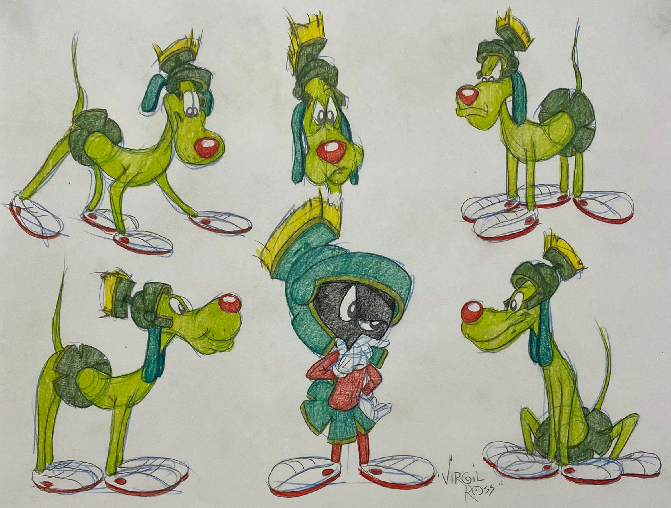 Original Warner Brothers Virgil Ross Model Sheet Animation Drawing fea –