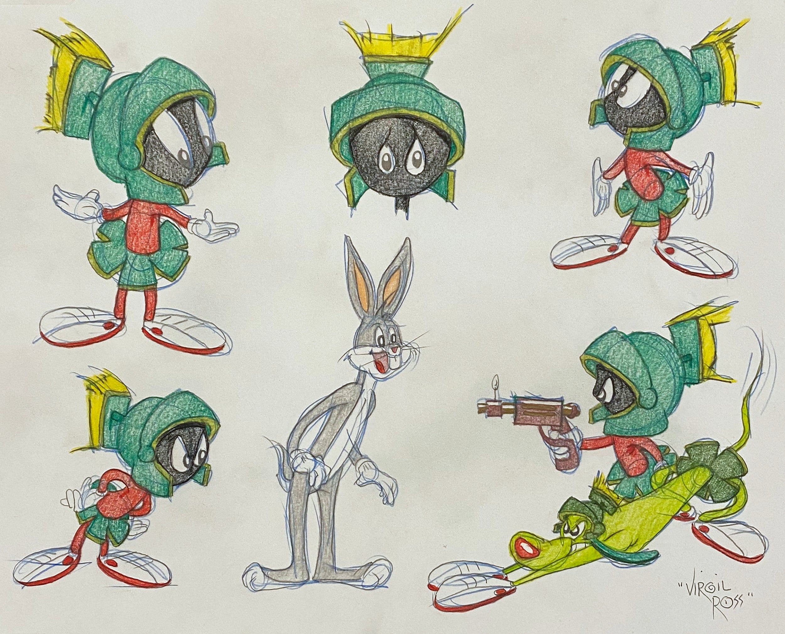 Original Warner Brothers Virgil Ross Model Sheet Animation Drawing fea –