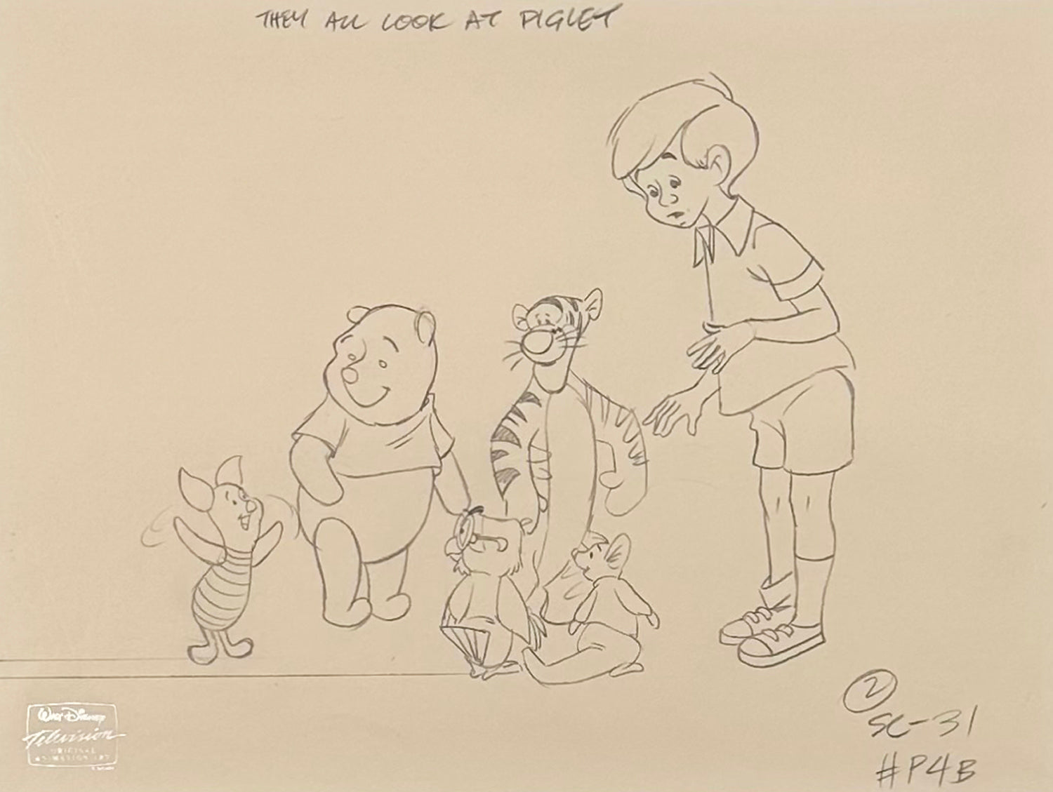 Original Walt Disney Production Drawing from Winnie the Pooh featuring