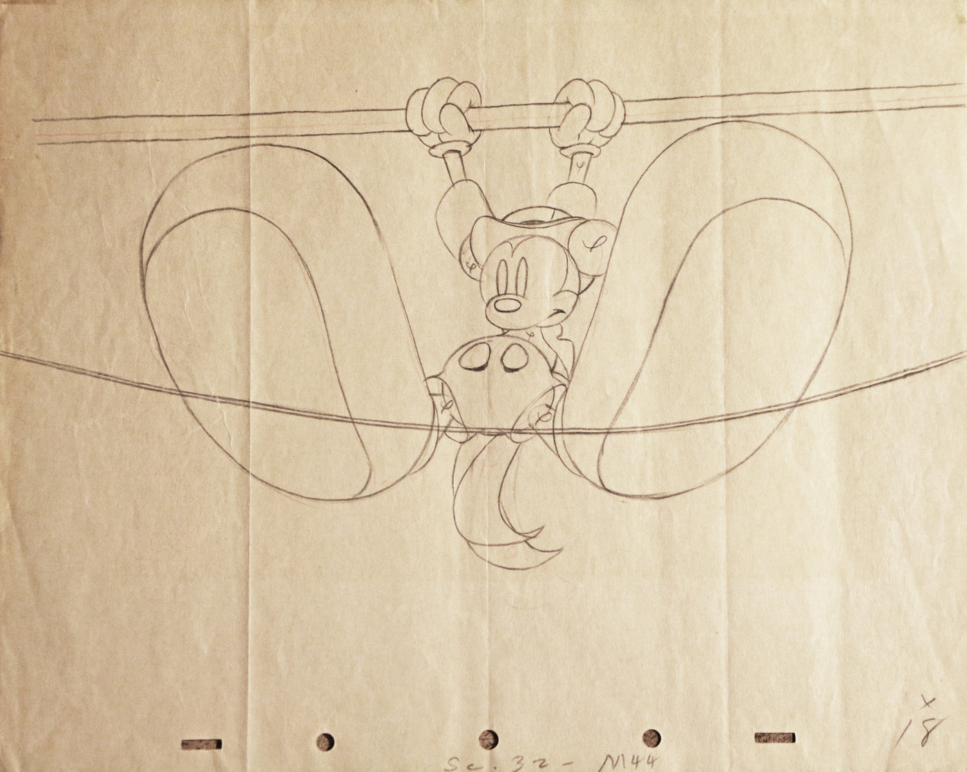 Original Walt Disney Production Drawing of Mickey Mouse from Mickey's Circus (1936)