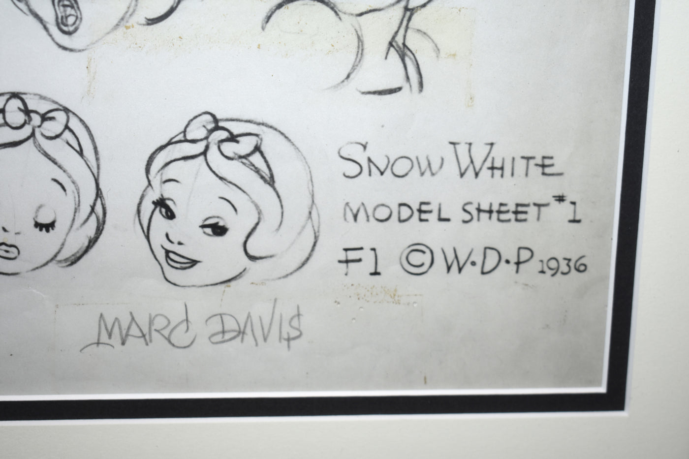 Original Walt Disney Snow White Model Sheet signed by Marc Davis