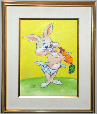 Original Chuck Jones Oil Painting, Portrait of Bugs as Rabbit
