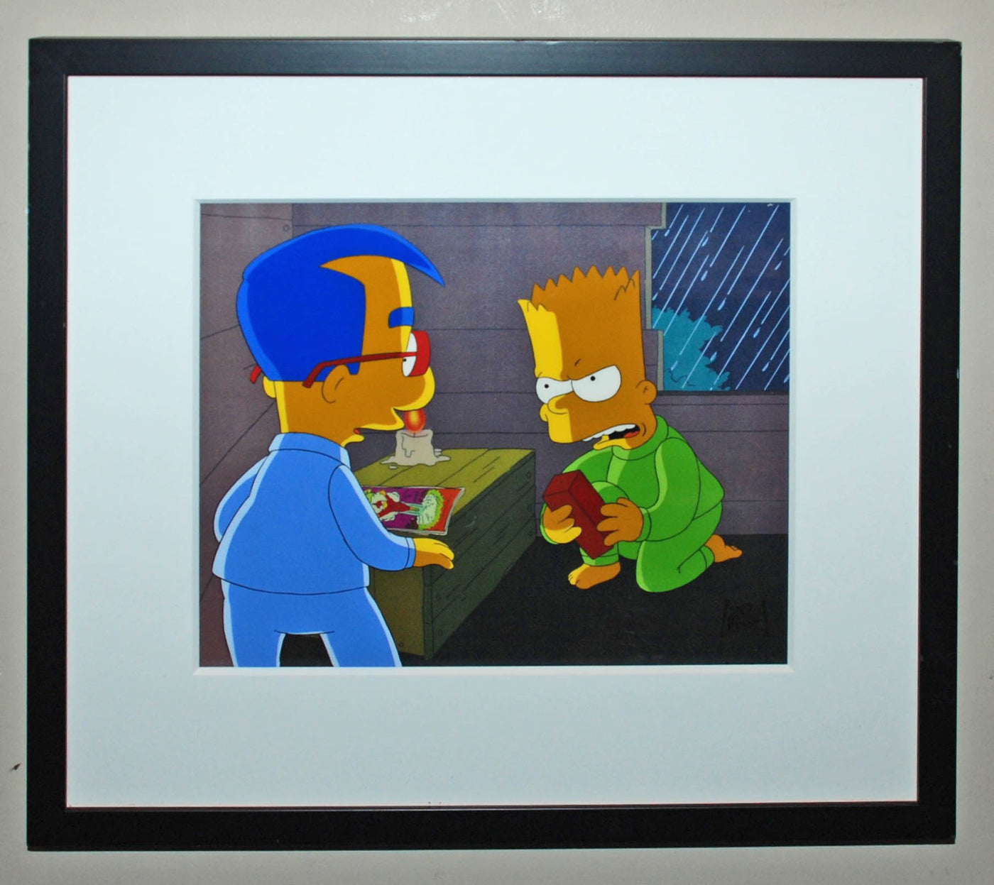 Original Simpsons Production Cel from the Simpsons featuring Bart and Milhouse