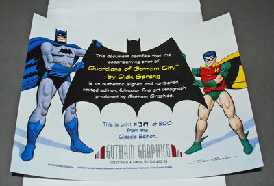 Original Gotham Graphics Batman Limited Edition Fine Art Lithograph, Guardians of Gotham City, Signed by Dick Sprang