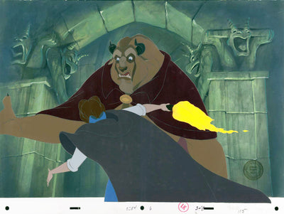 Disney Beauty and the Beast Cel Setup on Production Background featuring Belle and the Beast