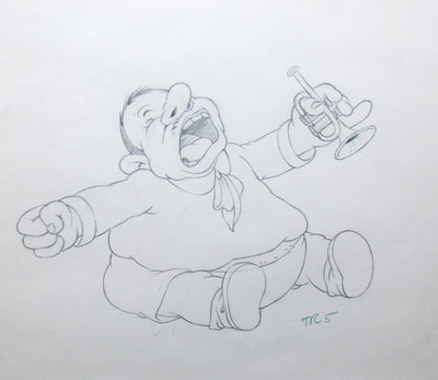 Original Walt Disney Production Drawing from Mother Goose Goes Hollywood featuring Wallace Beery as Little Boy Blue