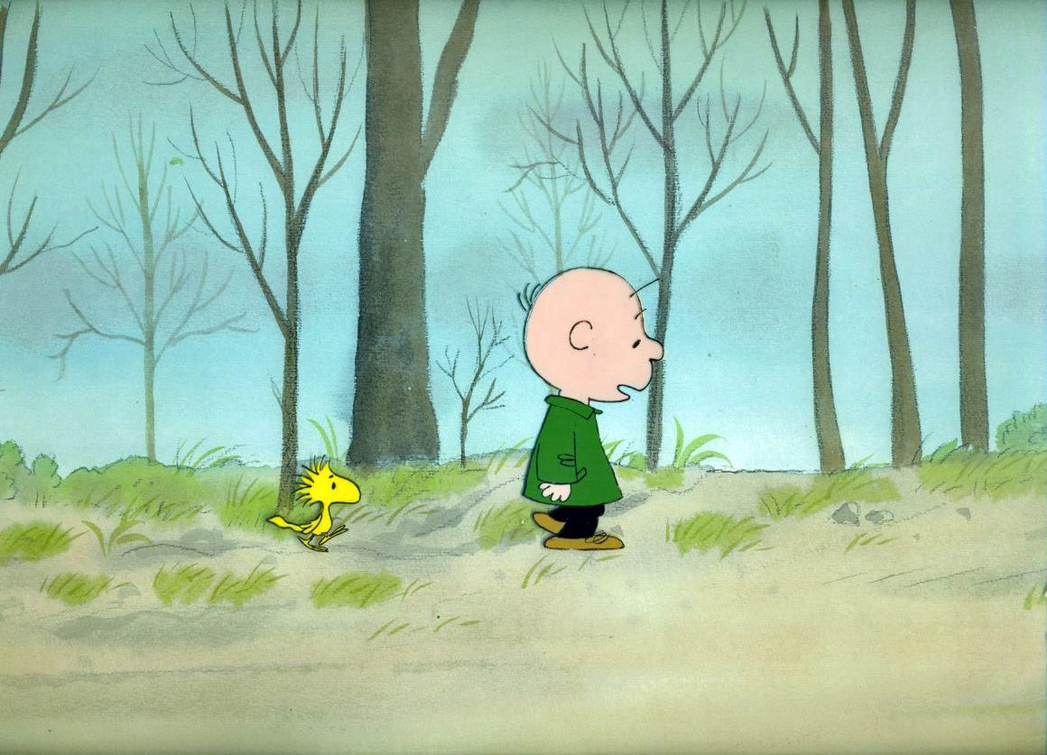 Original Peanuts Production Cel Featuring Charlie Brown And Woodstock ...