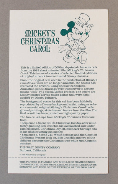 Original Disney Limited Edition cel from Mickey's Christmas Carol "Decorating the Tree"