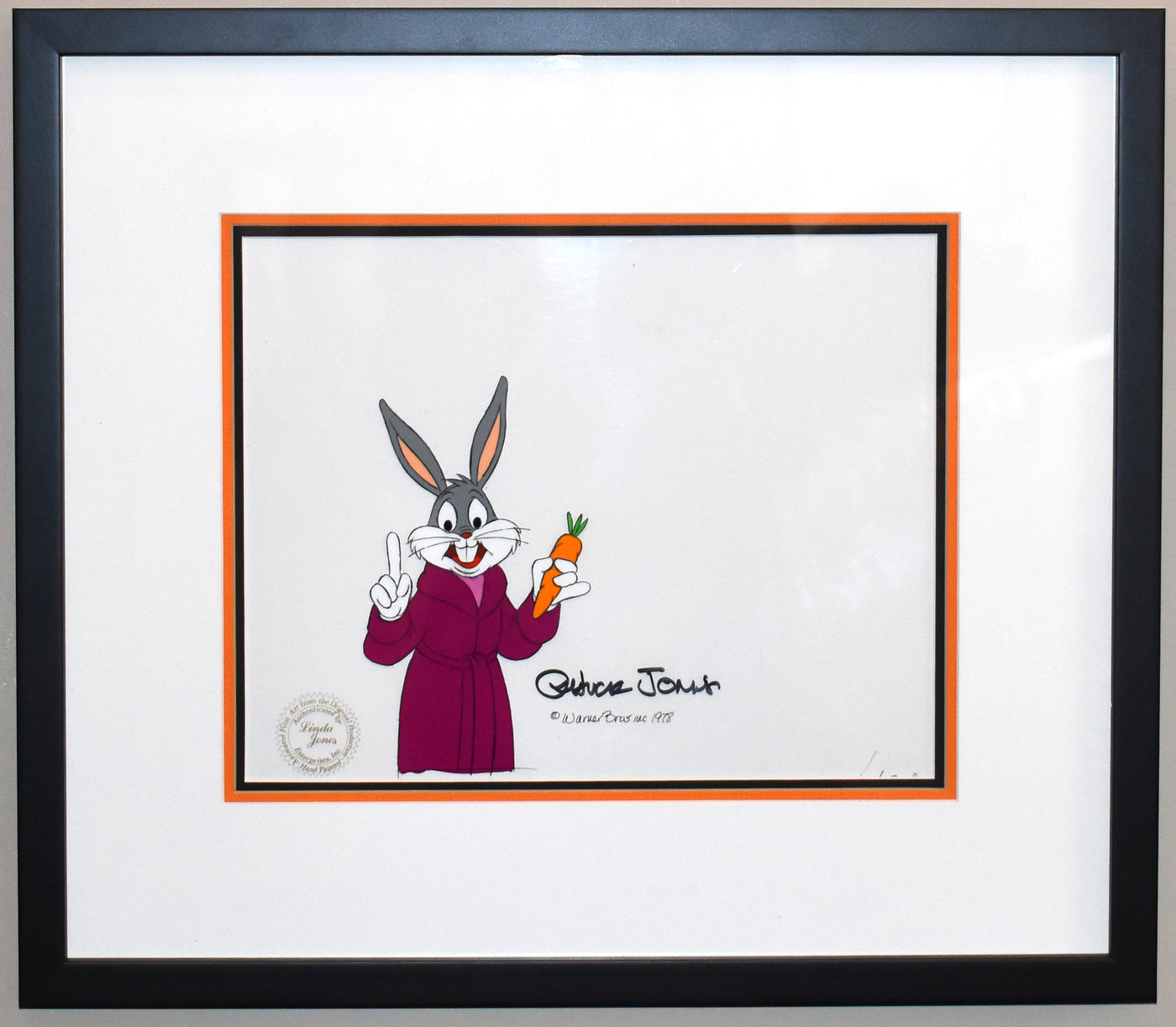 Original Warner Brothers Production Cel Featuring Bugs Bunny, Signed by Chuck Jones