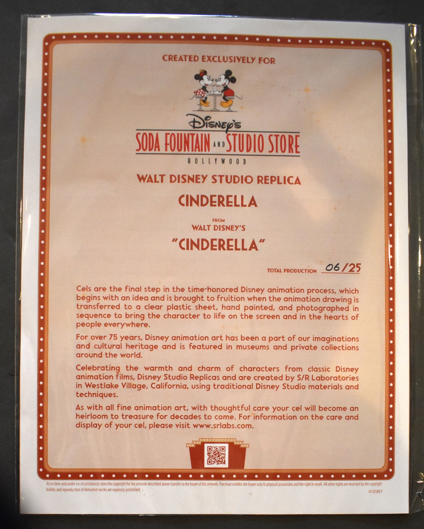 Original Walt Disney Studio Replica Limited Edition Cel of Cinderella