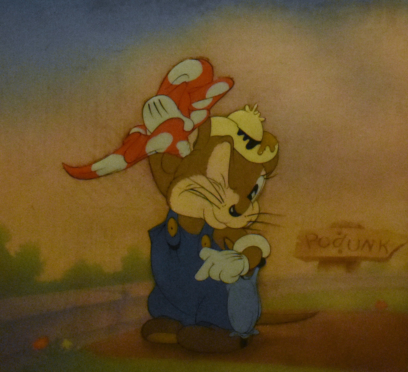 Original Walt Disney Production Cel on Courvoisier Background from The Country Cousin (1936)