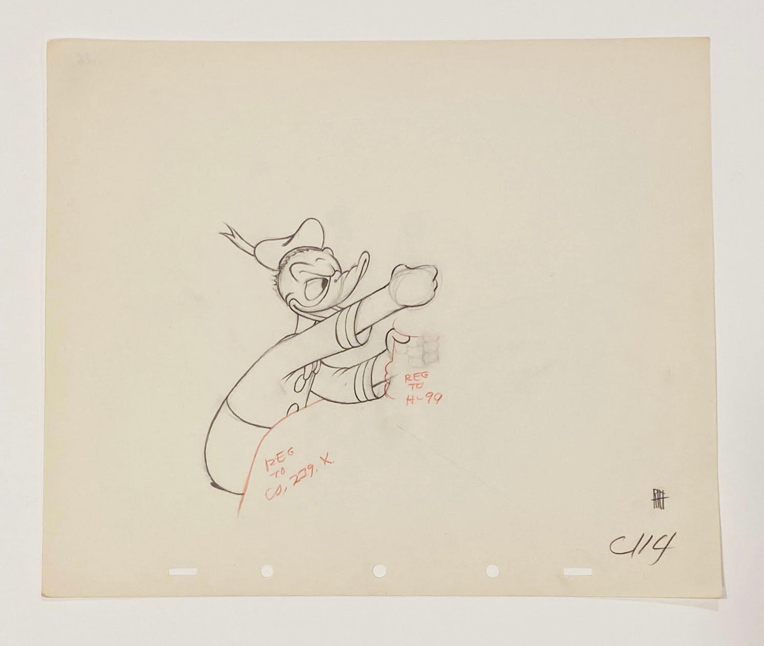 Original Walt Disney Production Drawing Of Donald Duck From Donalds