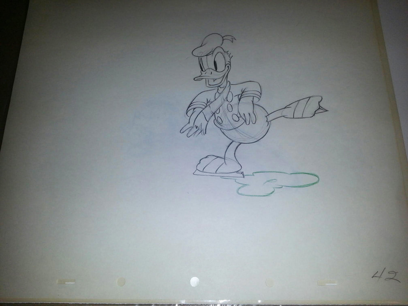 Original Walt Disney Production Drawing from The Hockey Champ (1939) featuring Donald Duck