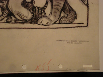 Original Walt Disney Storyboard Drawing from Dumbo featuring Tigers