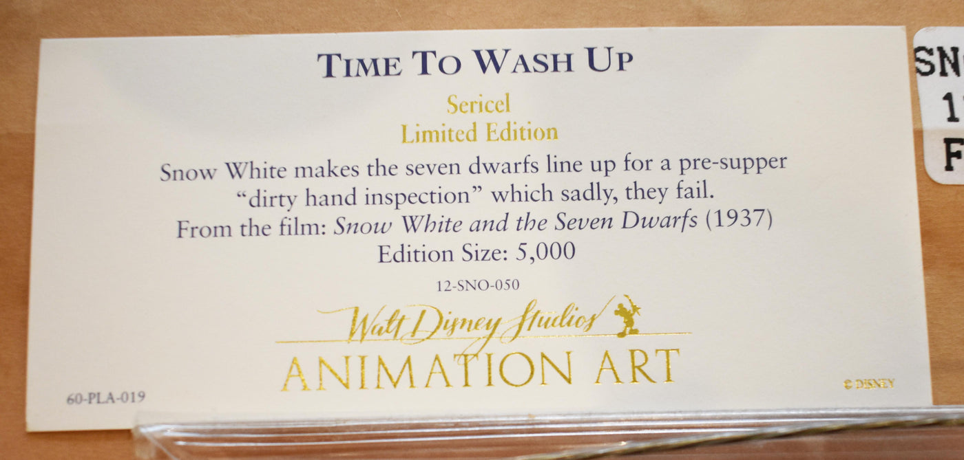 Original Walt Disney "Time to Wash Up" Sericel from Snow White and the Seven Dwarfs