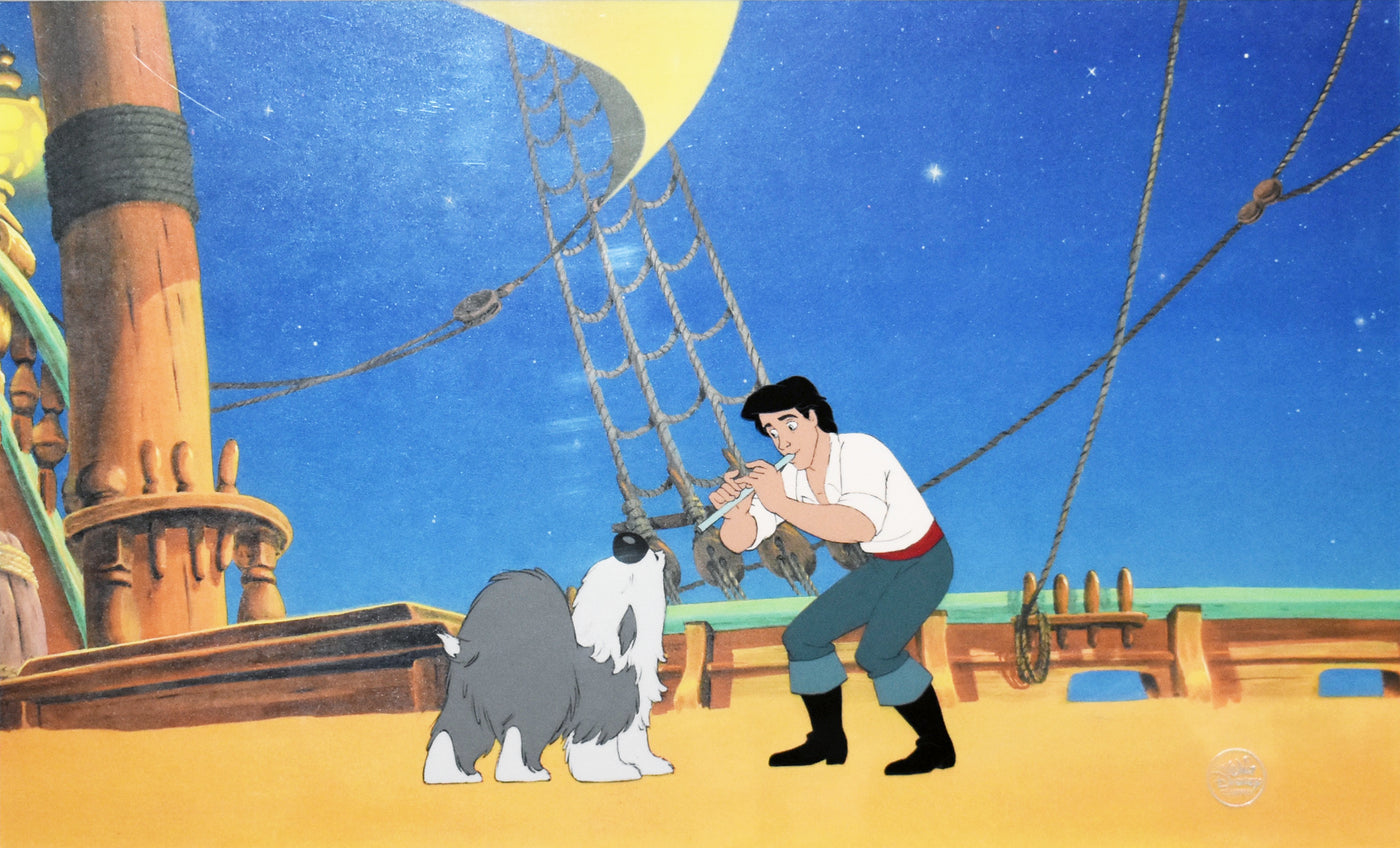 Original Walt Disney Production Cel from The Little Mermaid featuring Eric and Max