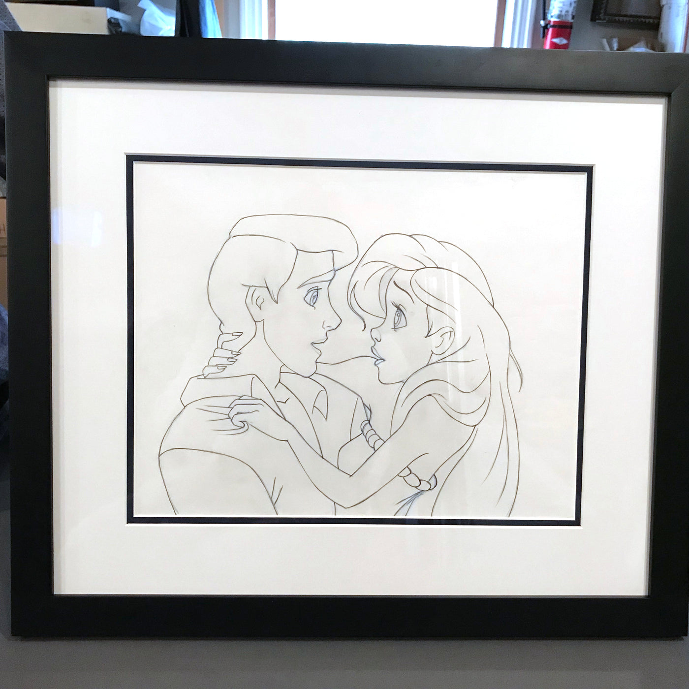 Original Walt Disney Production Drawing From The Little Mermaid featuring Eric and Ariel