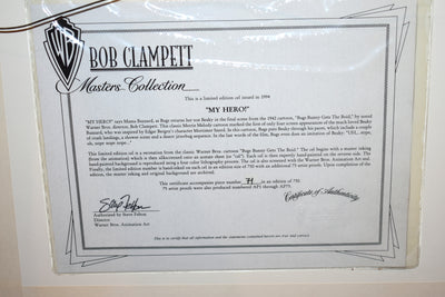 Original Warner Brothers Bob Clampett Limited Edition Cel, My Hero