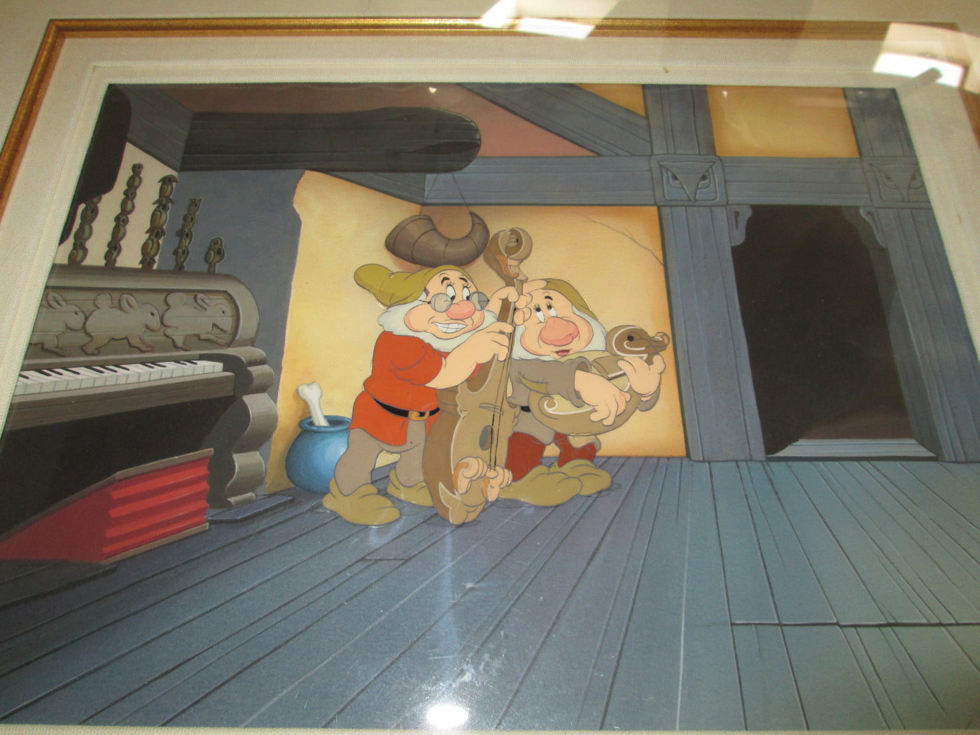 Walt Disney Production Cel on Custom Background from Snow White and the Seven Dwarfs