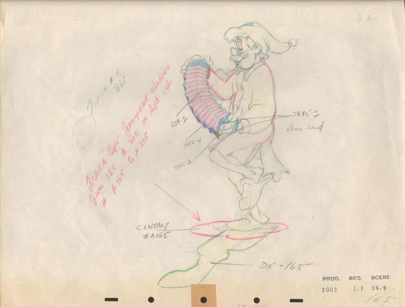 Original Walt Disney Production Drawing from Pinocchio featuring Geppetto