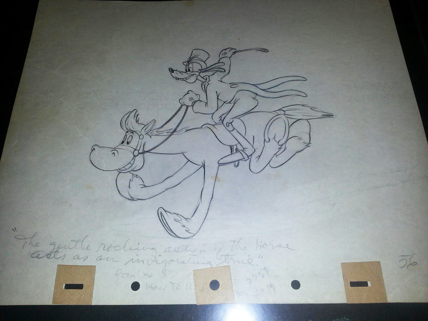 Original Walt Disney Production Drawing from How to Ride featuring Goofy