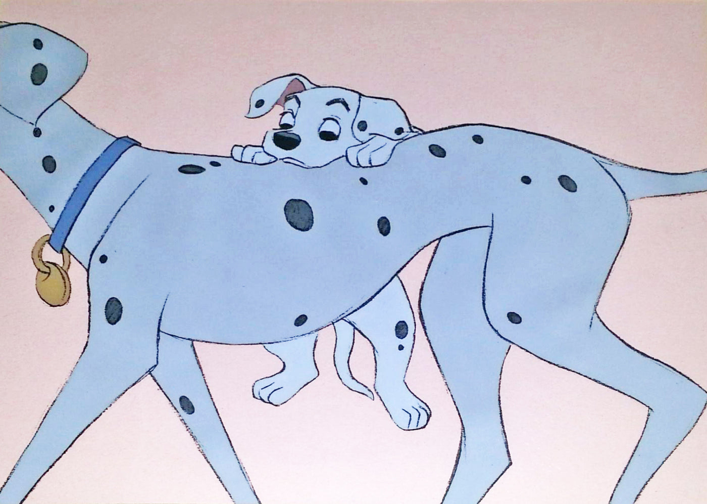 Original Walt Disney Production Cel from 101 Dalmatians featuring Perdita and puppy