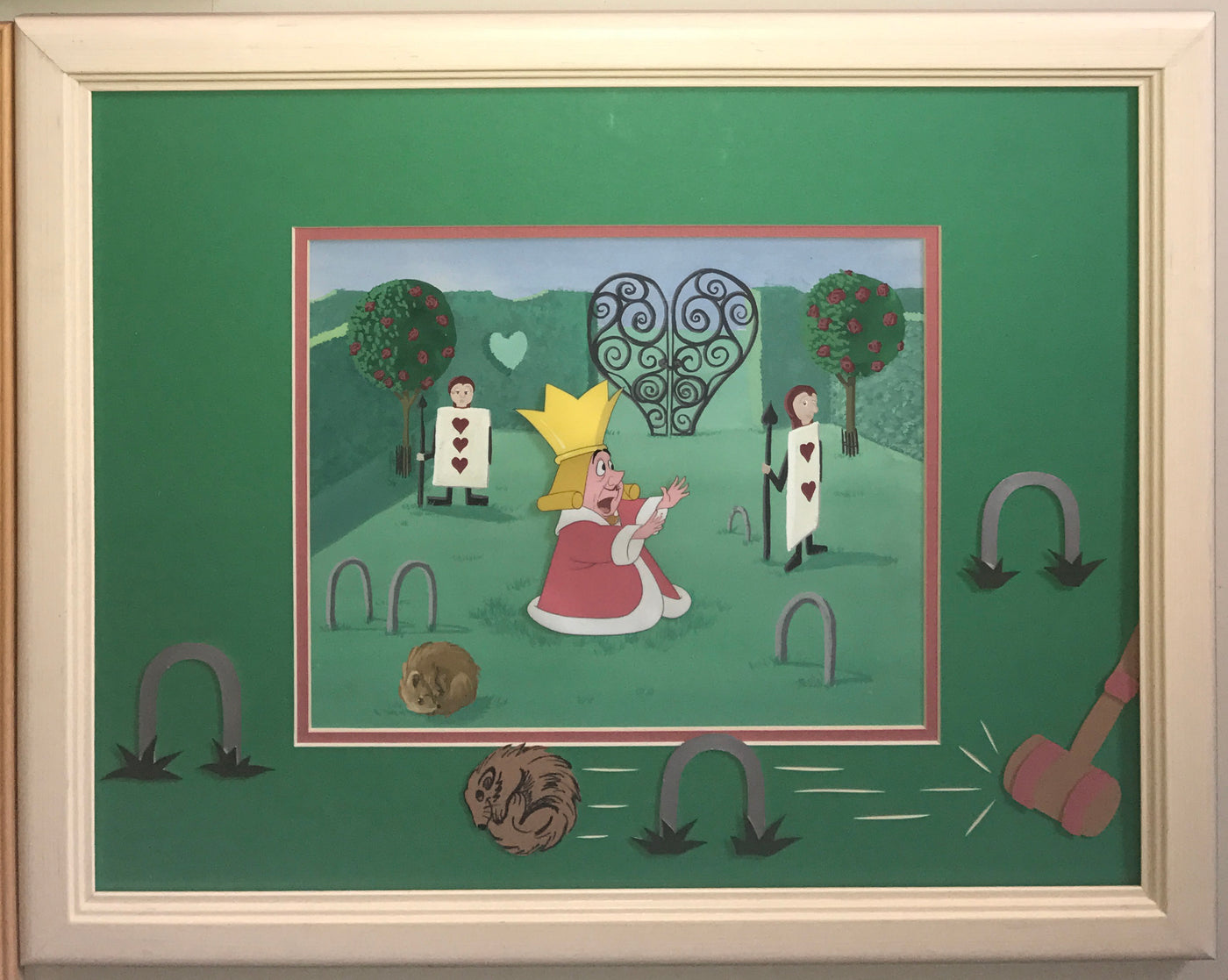 Original Walt Disney Alice in Wonderland Production Cel on Custom Background and Mat Featuring the King of Hearts