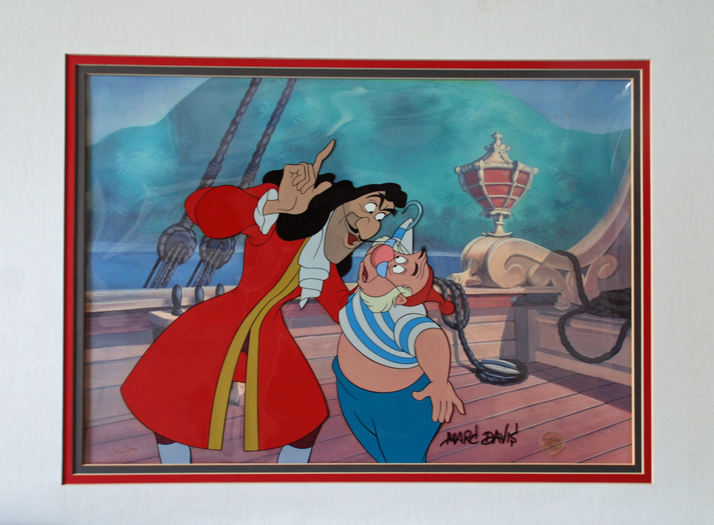 Disney Animation Art Limited Edition Cel Featuring Hook and Smee from "Disney Villains Volume I," Signed by Marc Davis