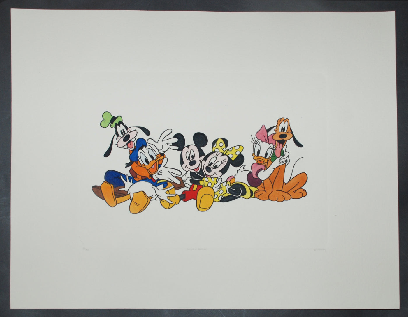 Disney Animation Art Hand Colored Etching Featuring Mickey Mouse and friends