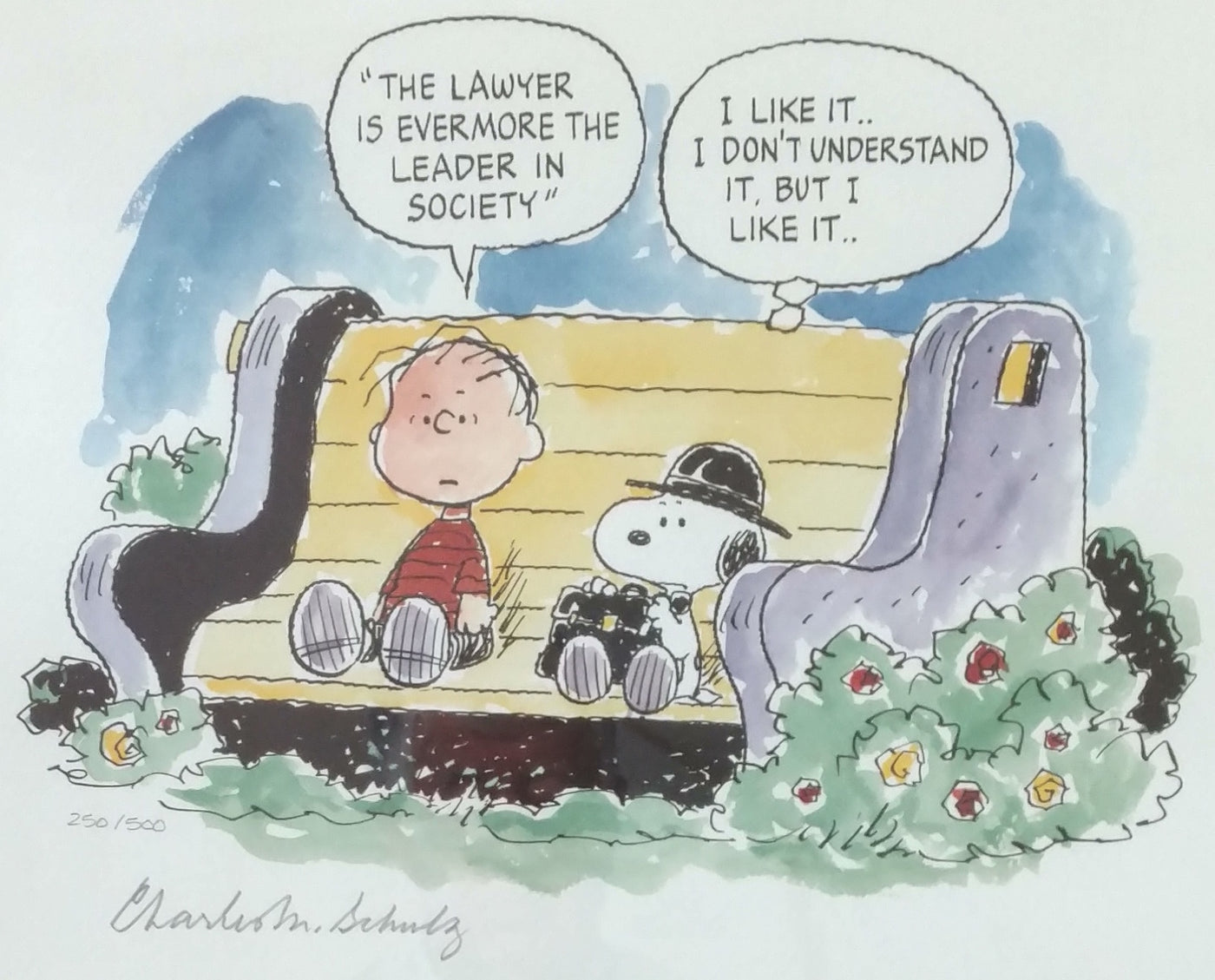 Charles Schulz Signed Lithograph, Society's Leader