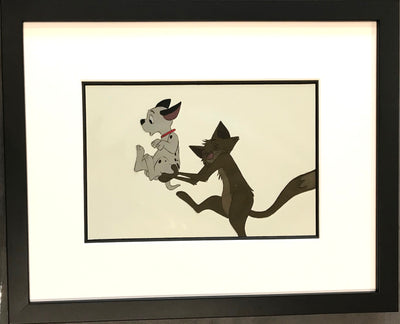 Original Walt Disney Production Cel from 101 Dalmatians featuring Lucky and Sergeant Tibbs