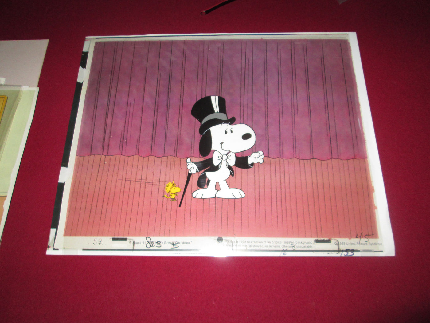 Original Peanuts Production Cel of Snoopy and Woodstock from Snoopy the Musical (1988)