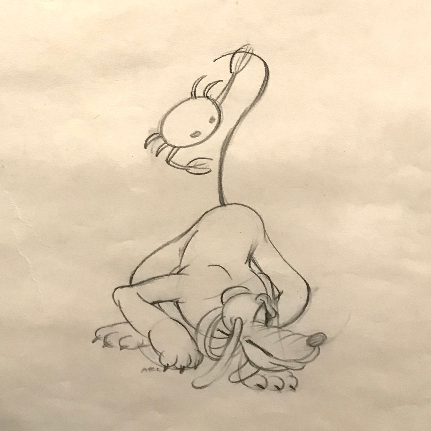 Original Walt Disney Production Drawing of Pluto from Hawaiian Holiday