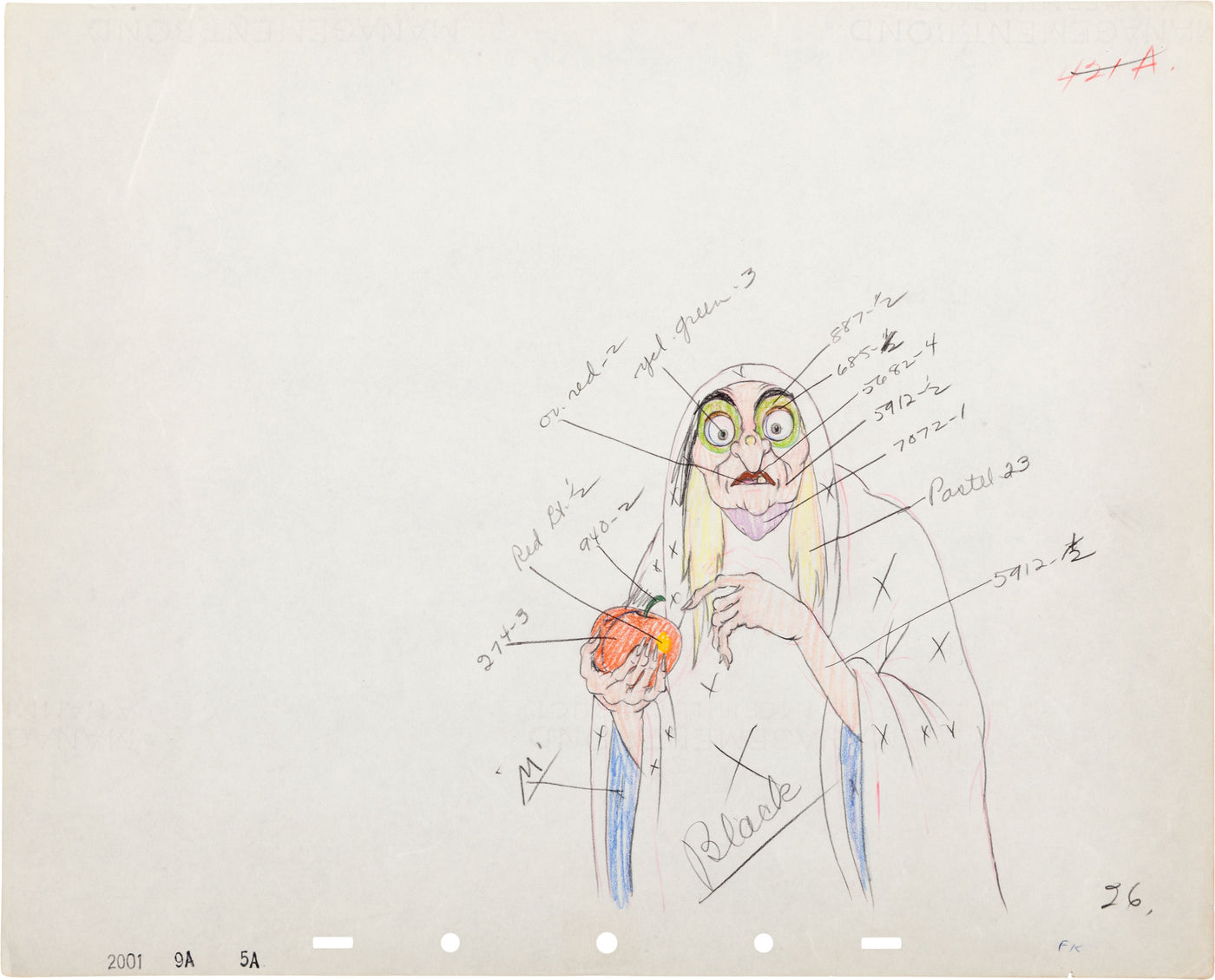 Original Walt Disney Color Model Drawing From Snow White