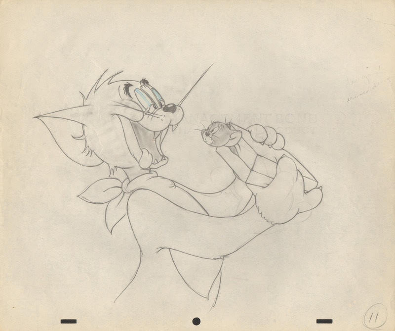 Original Metro-Goldwyn-Mayer Production Drawing of Tom and Jerry