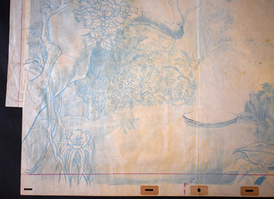 Original Walt Disney Large Background Layout Drawing from The Jungle Book