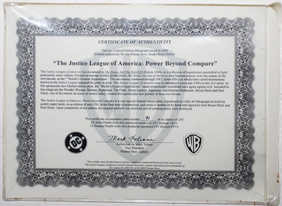 Original Warner Brothers Batman Signed Limited Edition Lithograph, The Justice League of America: Power Beyond Compare