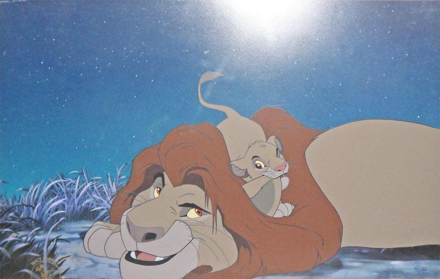 Original Walt Disney Limited Edition Cel from The Lion King Featuring Mufasa & Simba