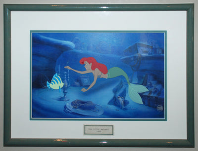 Original Walt Disney Production Cel from The Little Mermaid featuring Ariel and Flounder