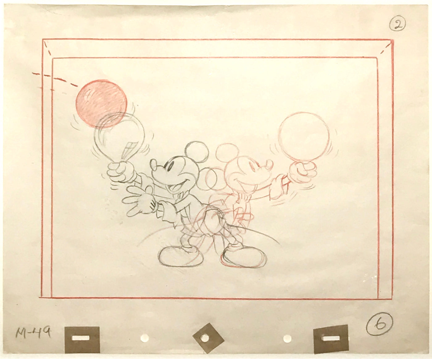 Original Walt Disney Storyboard Drawing from Magician Mickey (1937) featuring Mickey Mouse