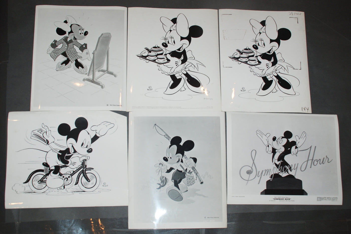 Original Walt Disney Set of 6 Black and White Stills Mickey and Minnie Mouse