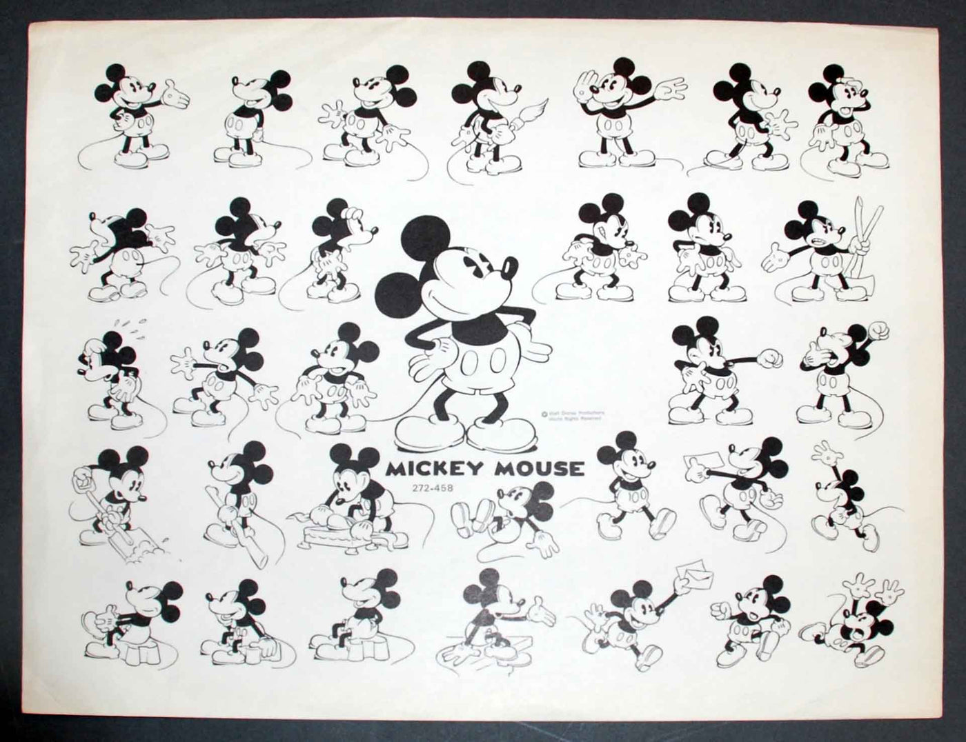 Original Walt Disney Model Sheet featuring Mickey Mouse