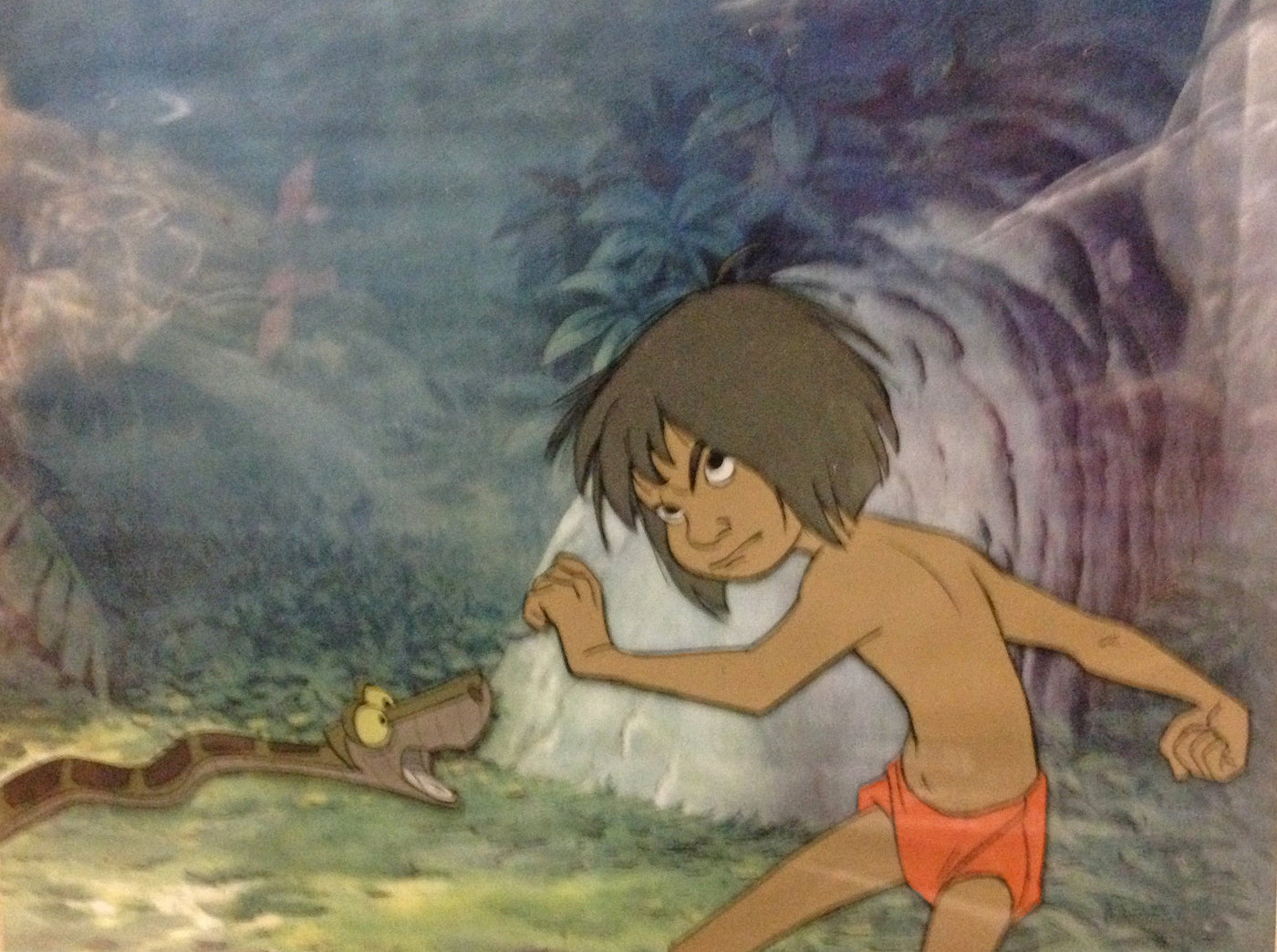 Disney Animation Production Cel featuring Mowgli and Kaa