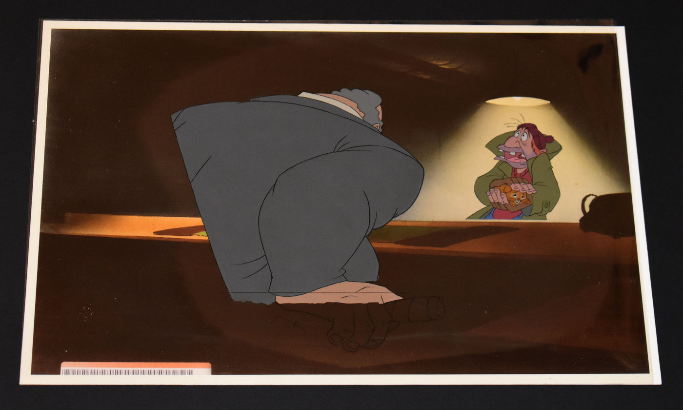 Original Walt Disney Production Cel from Oliver & Company featuring Bill Sykes, Fagin and Oliver