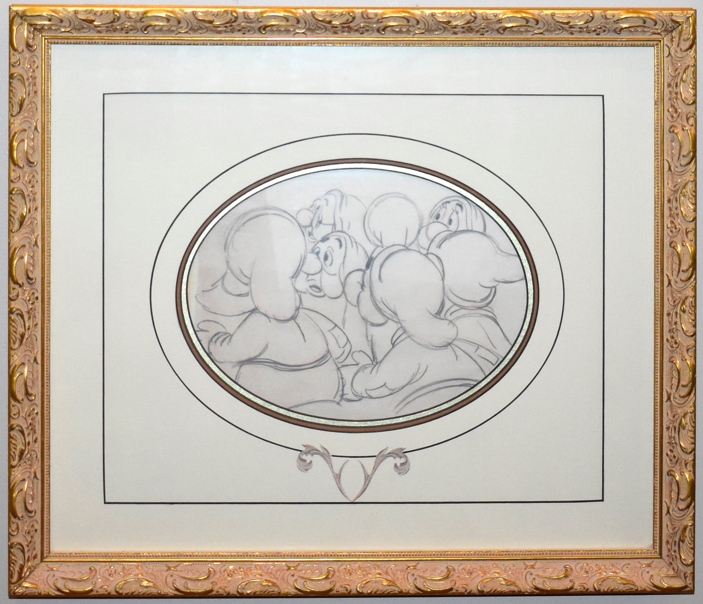 Original Walt Disney Production Drawing from Snow White and the Seven Dwarfs Featuring the Seven Dwarfs