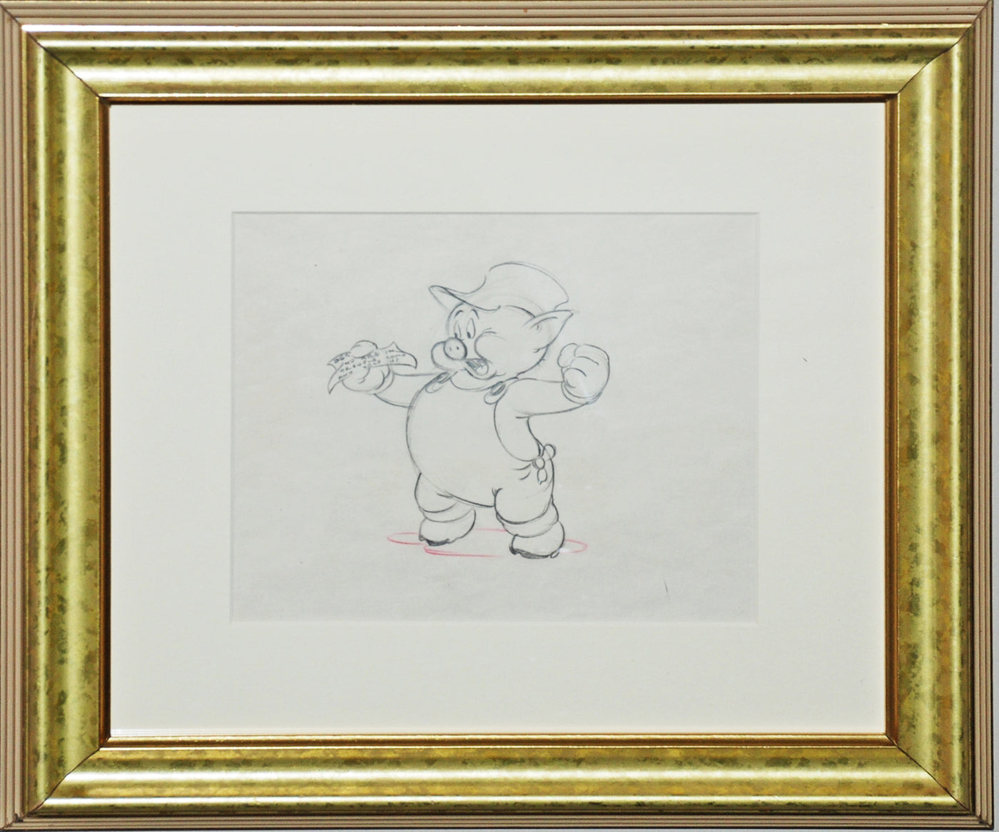 Original Walt Disney Production Drawing from The Practical Pig