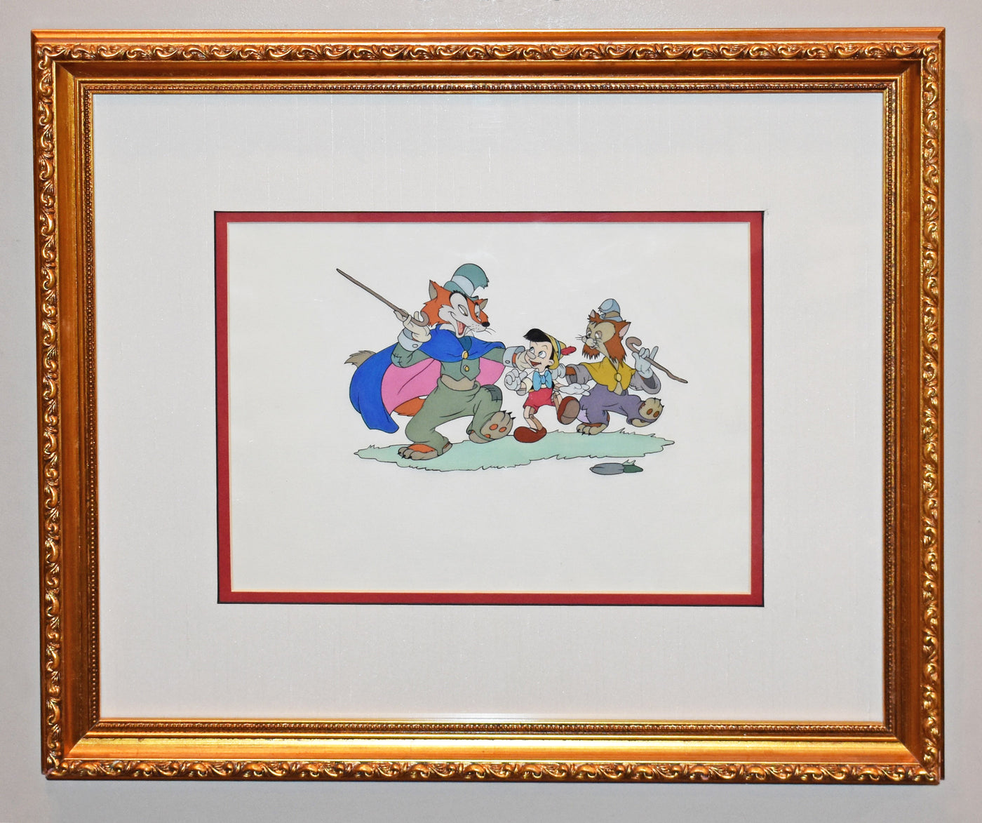 Original Walt Disney Model Cel from Pinocchio featuring Pinocchio and Foulfellow