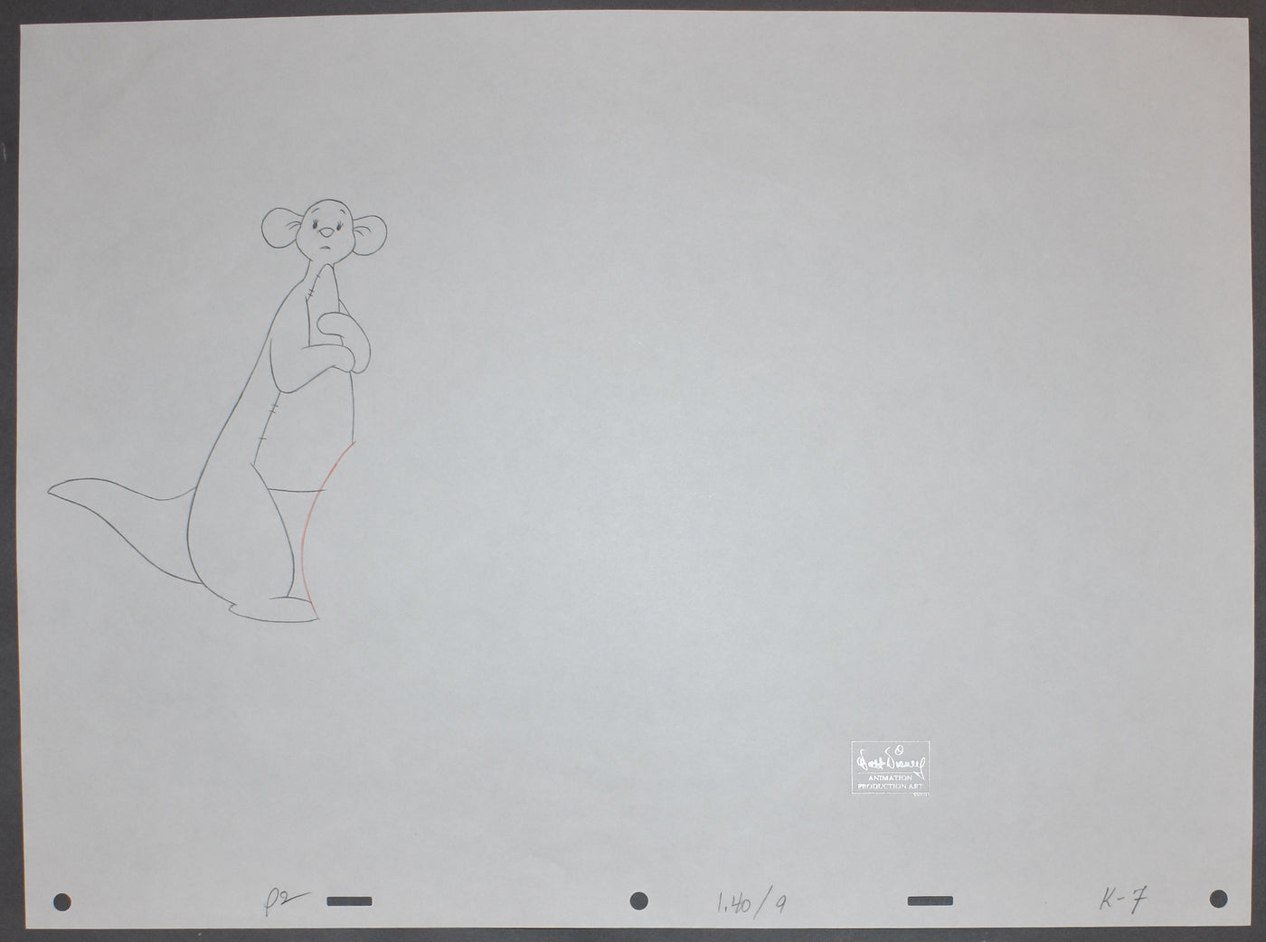 Original Walt Disney Winnie the Pooh Production Cel on Production Background with Matching Cleanup Drawings from The Tigger Movie