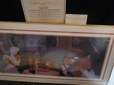 Original Walt Disney Lady and the Tramp Limited Edition Cel, Prelude to a Kiss